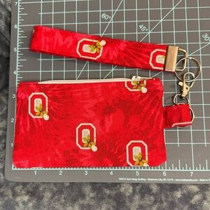 Ohio State Red Wristlet with Logo Print and Key Fob